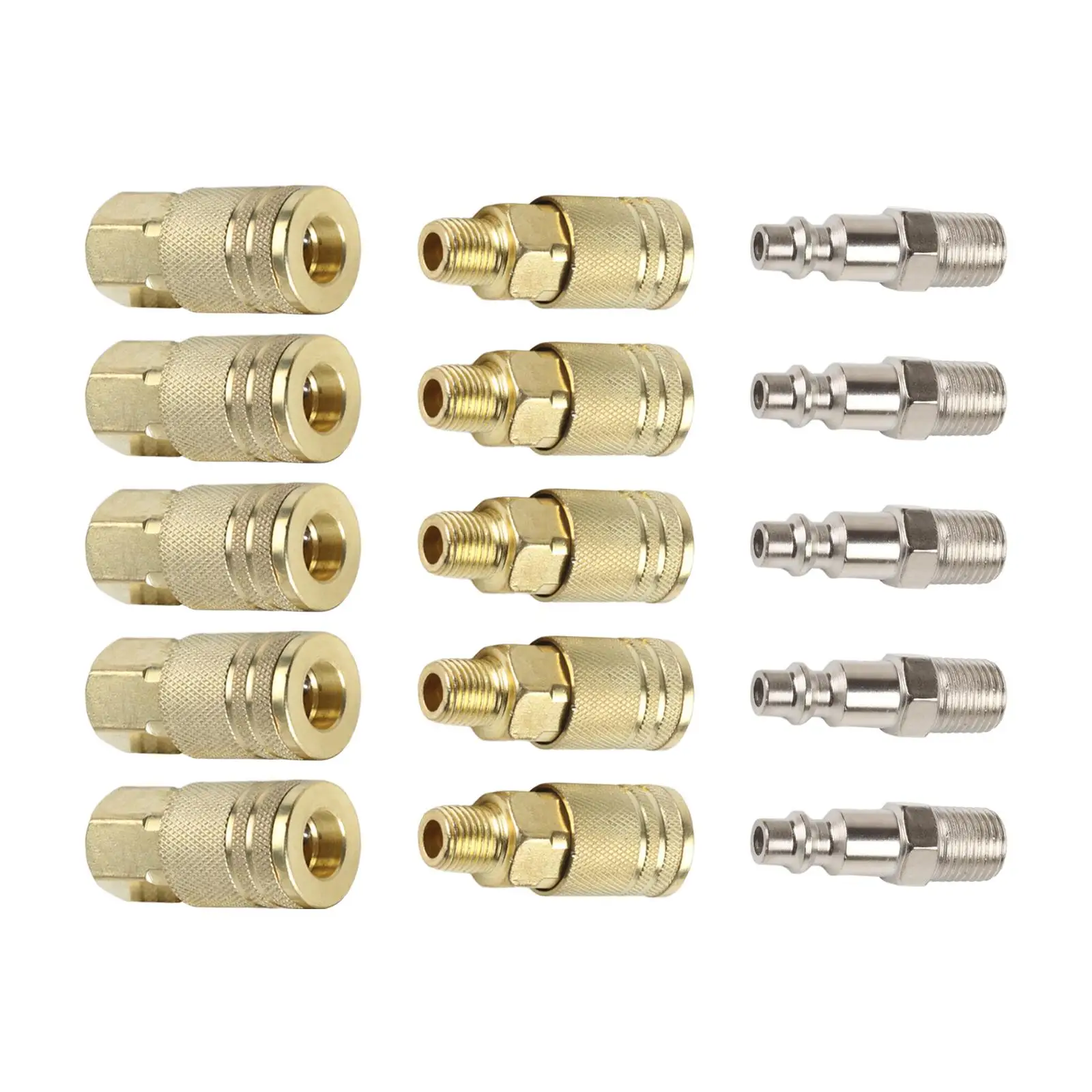 5 Pieces Air Coupler and Plug Quick Connector Set Air Hose Fittings Air Compressor Accessories 1/4inch Quick Coupler Tool