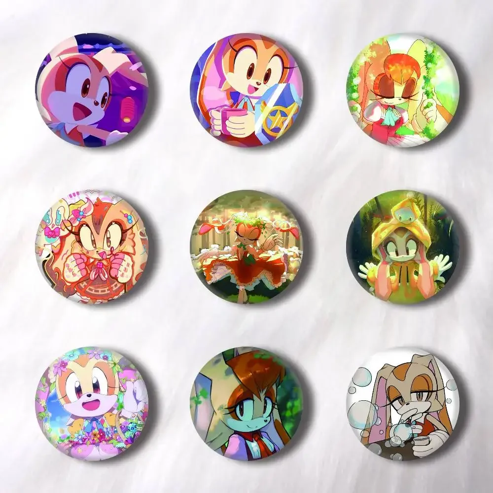 Anime Cream the Rabbit Cartoon Creative Round Button Badges Cute Pin Brooch for Backpack Clothes Lapel Jewelry