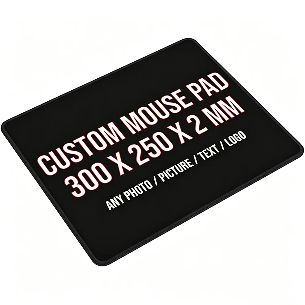 Tapis de souris personnalisé avec photo, dimensions 300 x 250, tapis de souris de jeu personnalisé avec bords cousus, image et texte, pour les joueurs, les ordinateurs portables et le bureau.