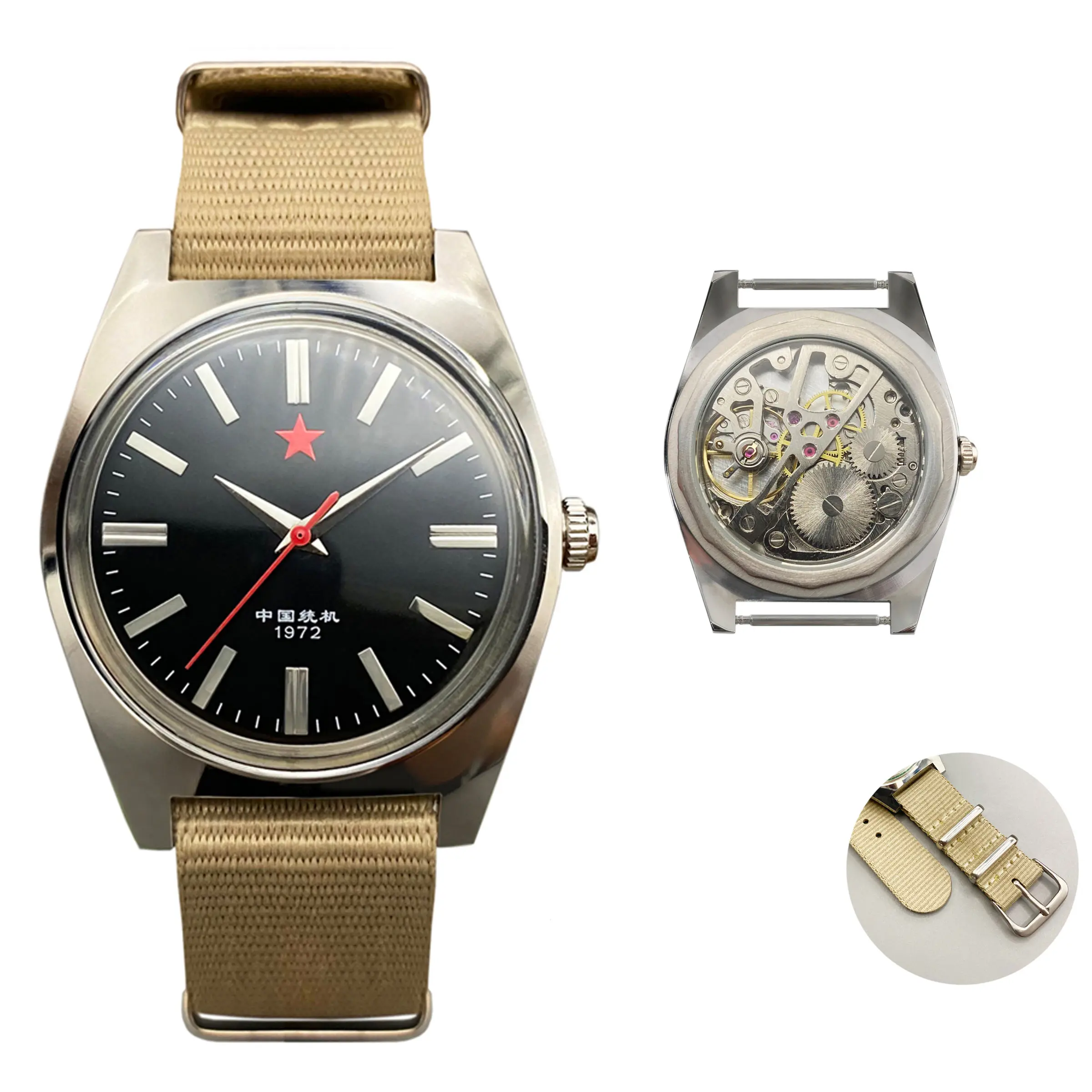 ساعة ريد ستارز 36 ملم ميكانيكية للرياح 7120 - ساعة مقاومة للماء من الفولاذ المقاوم للصدأ للرجال دروبشيبينغ #6