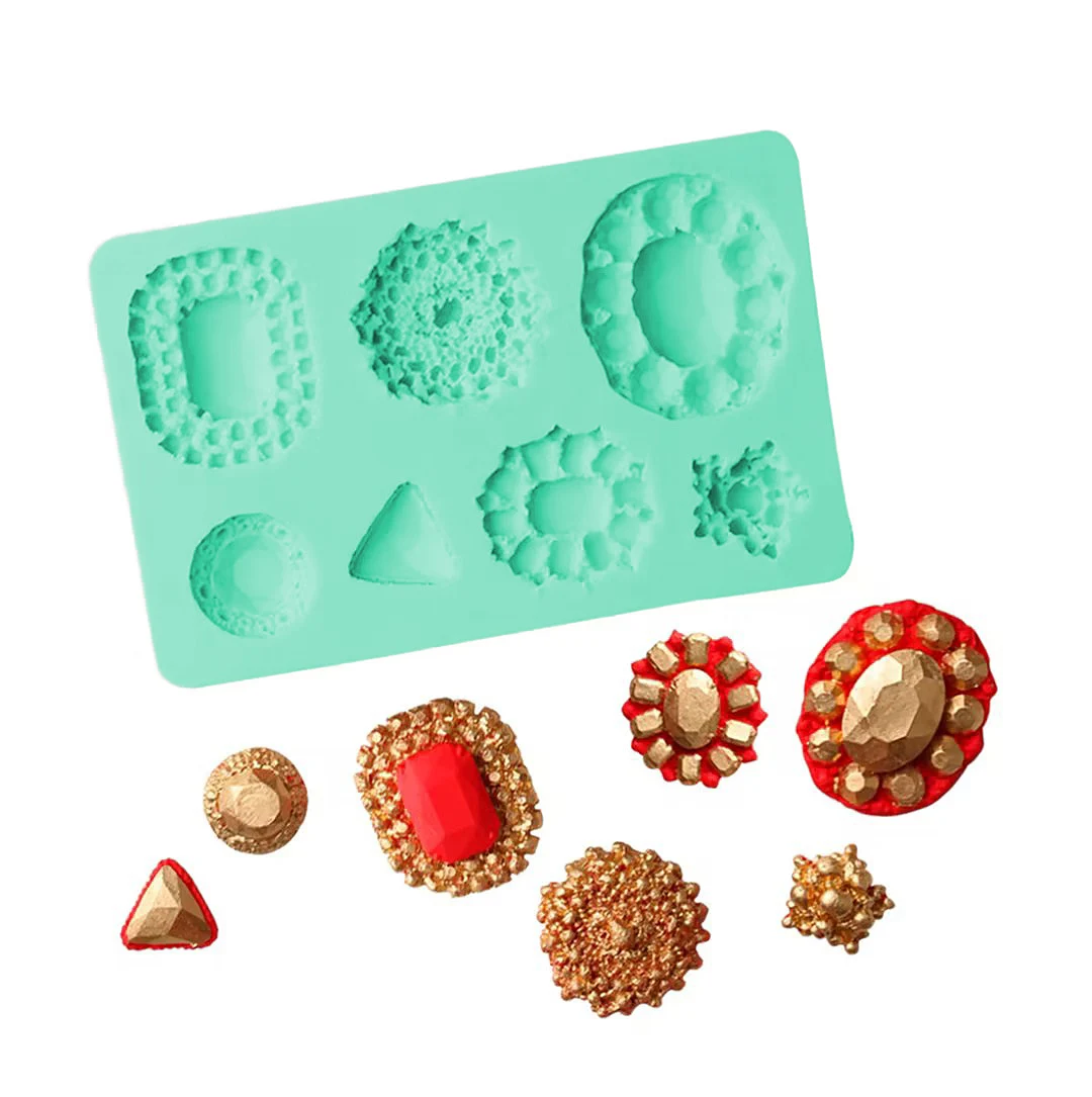 Edelstein-Schokoladen-Fondant-Form Europäische Relief-Edelstein-Kuchendekoration Silikon-Harz-Epoxid-Form Cupcake-Backzubehör Werkzeuge – Detail 9