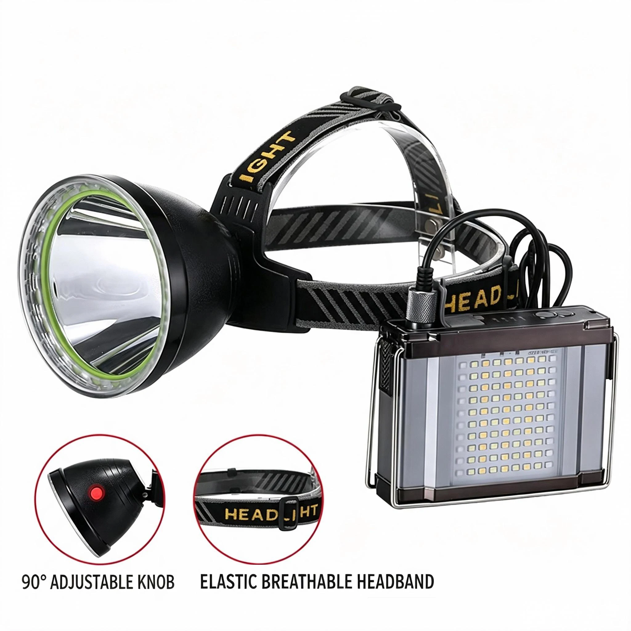 20000mAh XHP70LED Hunting Headlamp 40W Handheld Camping Emergency Flashlight 8Mode USB-C Searchlight Shrimp Crab Fishing Torch