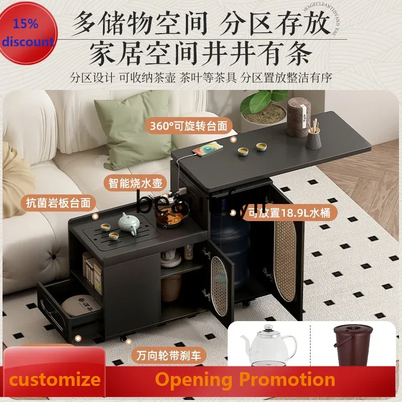 

Removable folding coffee table retro rattan black rock slab balcony small kung fu tea table G1218
