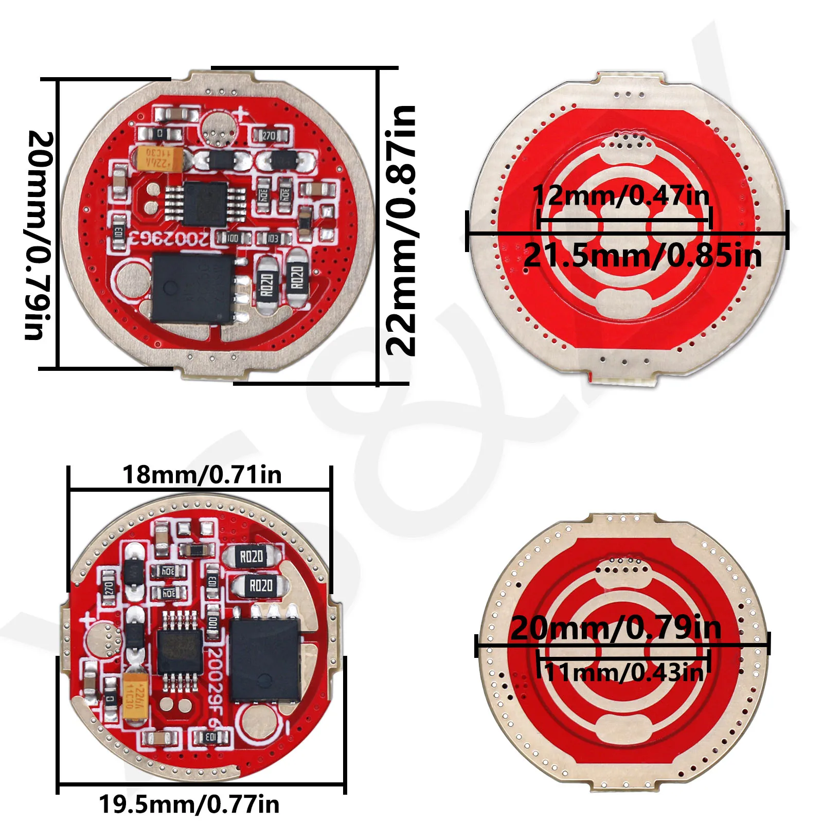 LED Flashlight Driver 18W 22mm/20mm Driver Board High Brightness Medium Brightness Low Brightness Flashing SOS Five Modes DIY