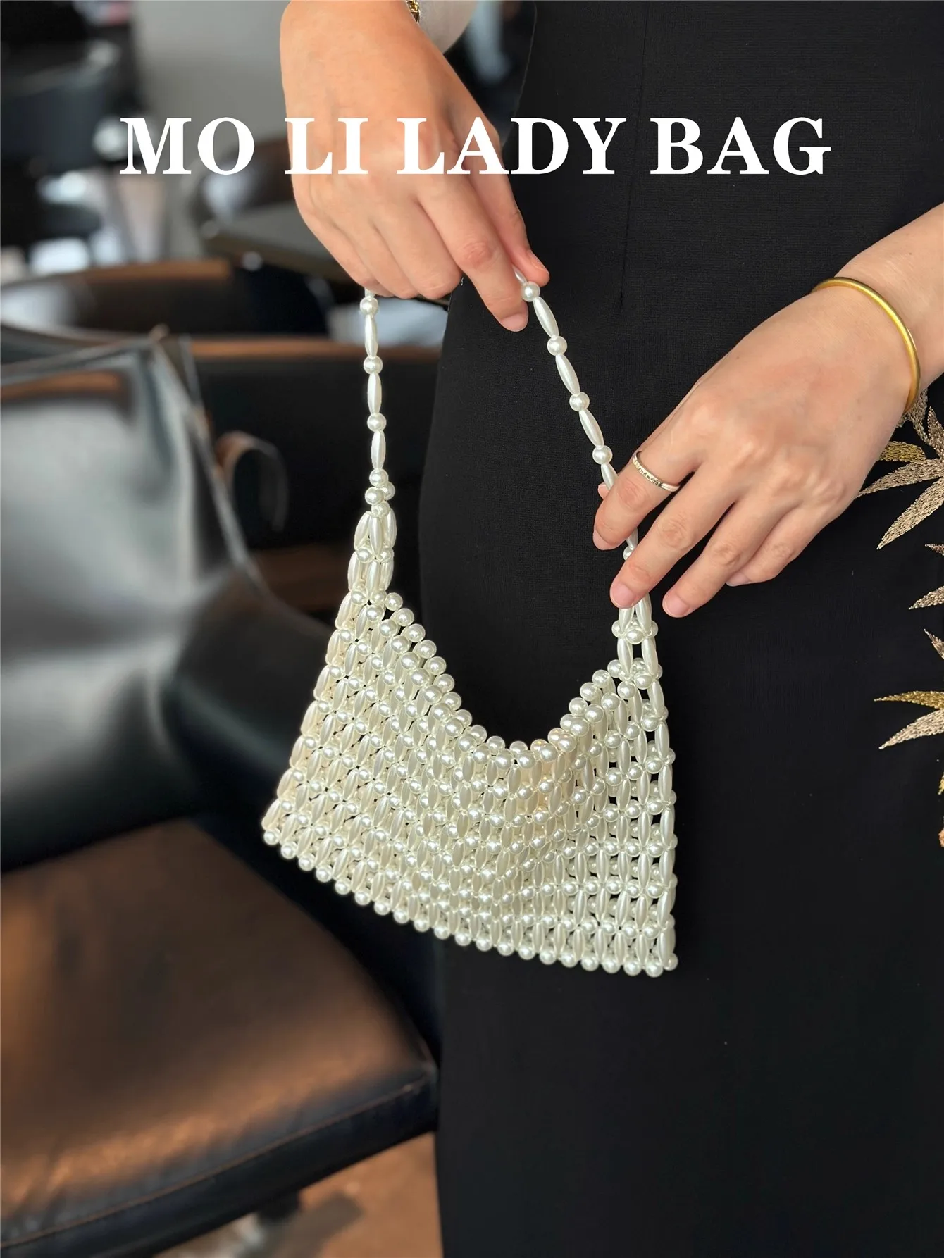 

Beads Beaded Hollow Out Square Bag Pearl Beading Fashion Women Handbag Female Casual Bag Clutch Purse Shoulder Underarm Bag