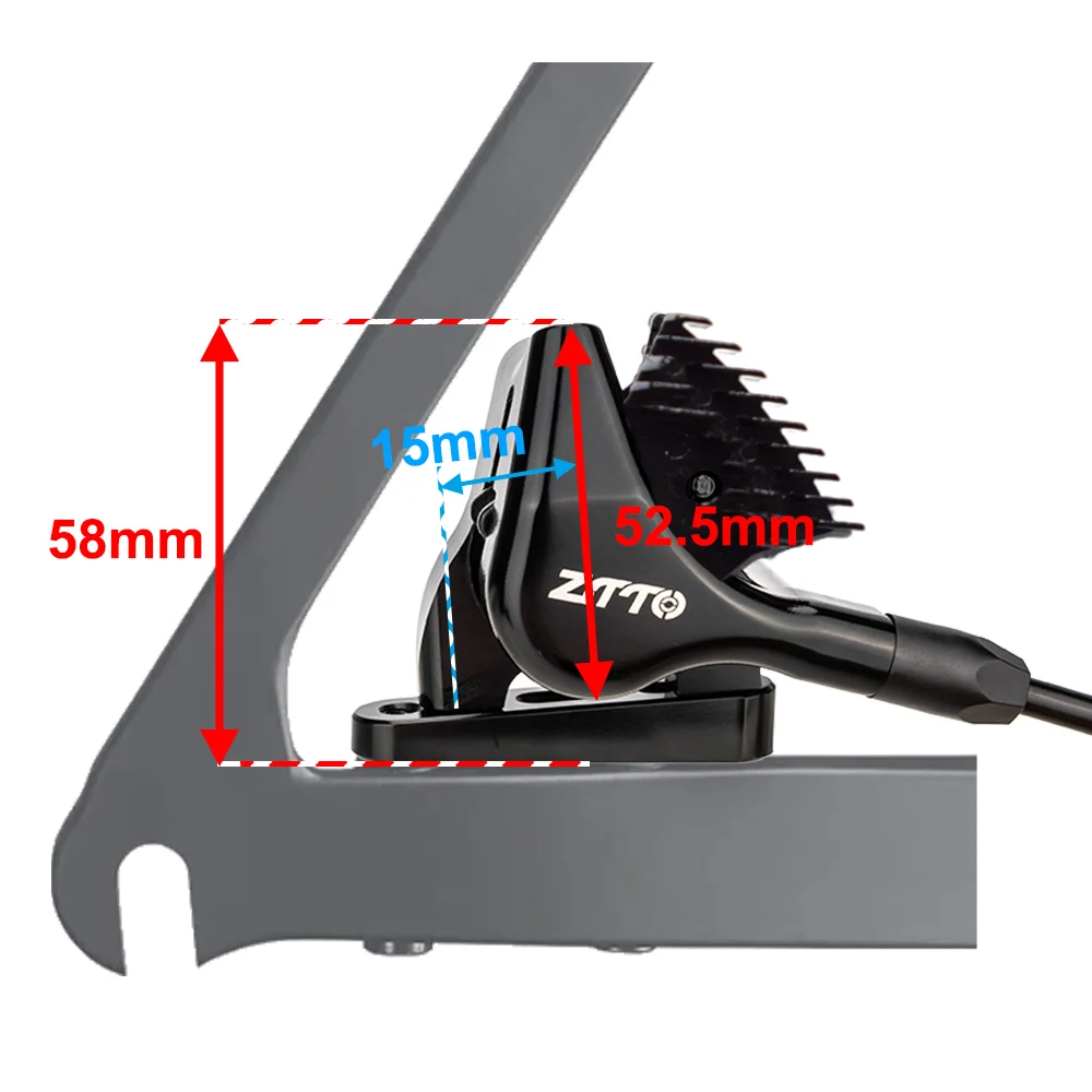 ZTTO Gravel Road Bike Flat Mount Hydraulic Disc Brakes HF22 Mineral Oil Filled Calipers 22mm Piston with Cooling Pads view 3
