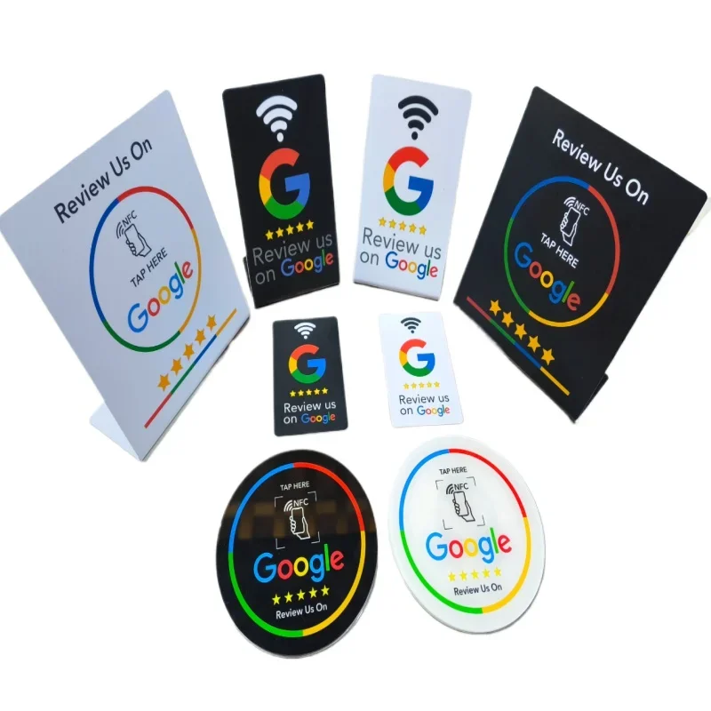 13.56Mhz Programmable Google Review Card NFC Station Table NFC Google Reviews Display Bending Card Standing Brand Bracket