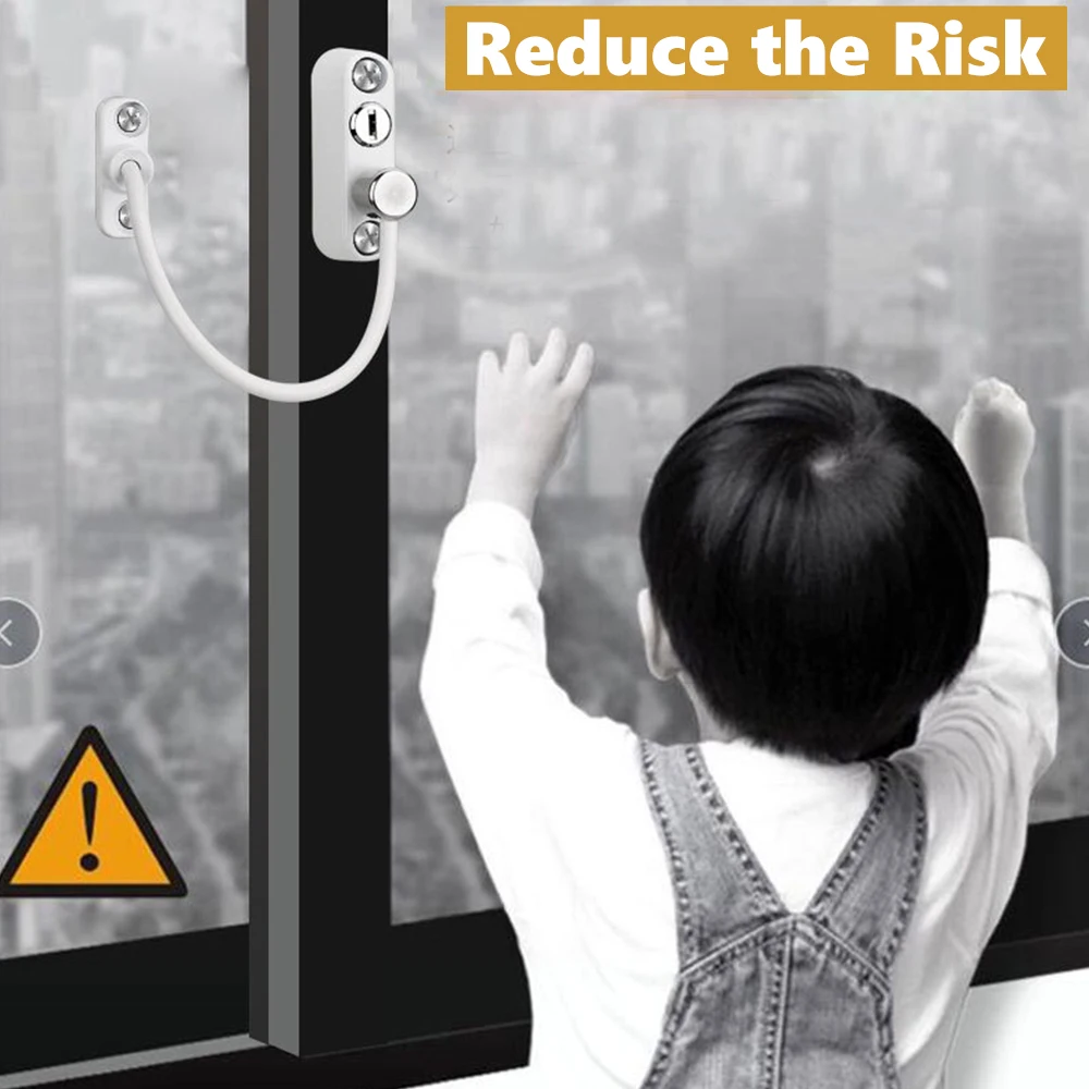 Stainless Steel Window Lock Children's Safety Lock High-rise Falling Protection Push-pull Stopper Anti-theft Window Lock