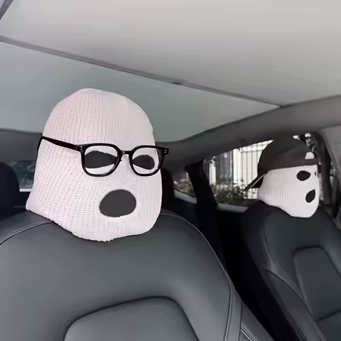 Car headrest seat head cover personality funny fun car universal head cover black and white.