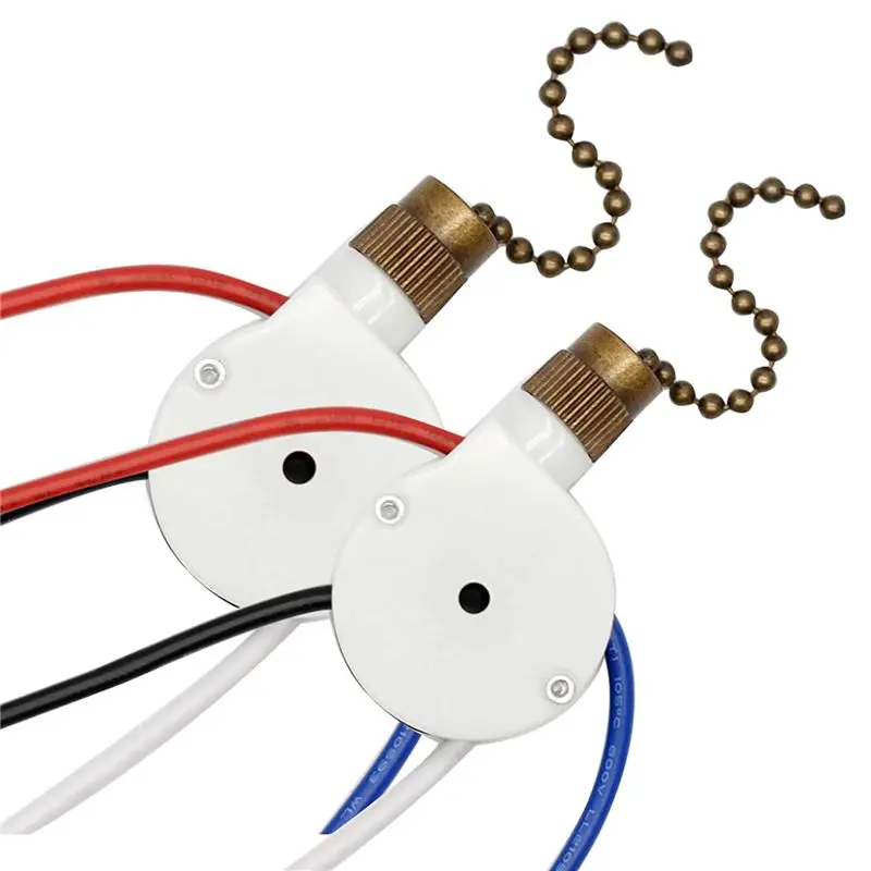 

Выключатель для потолочного вентилятора с подсветкой Zingear ZE-208S E89885, 3 скорости, 4 провода, с цепочкой, для вентиляторов и светильников