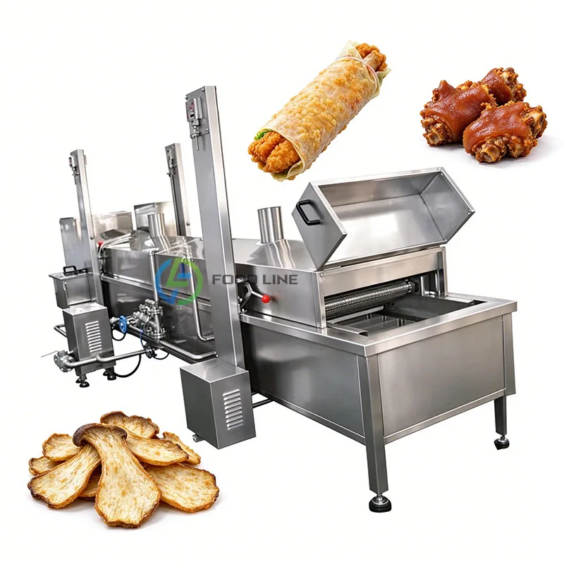 Industrial Continuous Fryer Deep Frying Machine Commercial Fryer French Fries Spring Rolls Samosas Customized