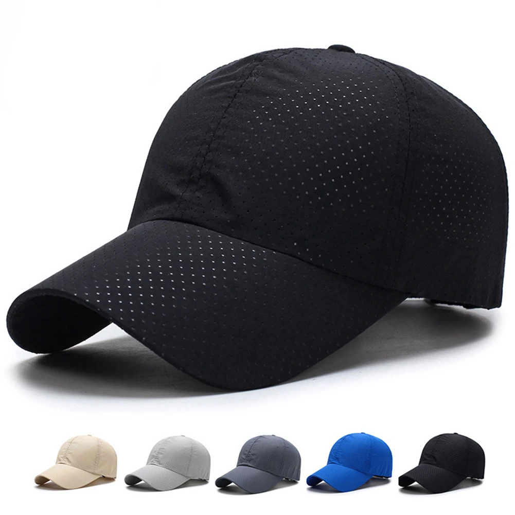 Men\'s Caps Mesh Breathable Sun Hat Solid Adjustable Summer Baseball Cap Unisex Couples Hat Quick Dry Snapback Hats Wholesale