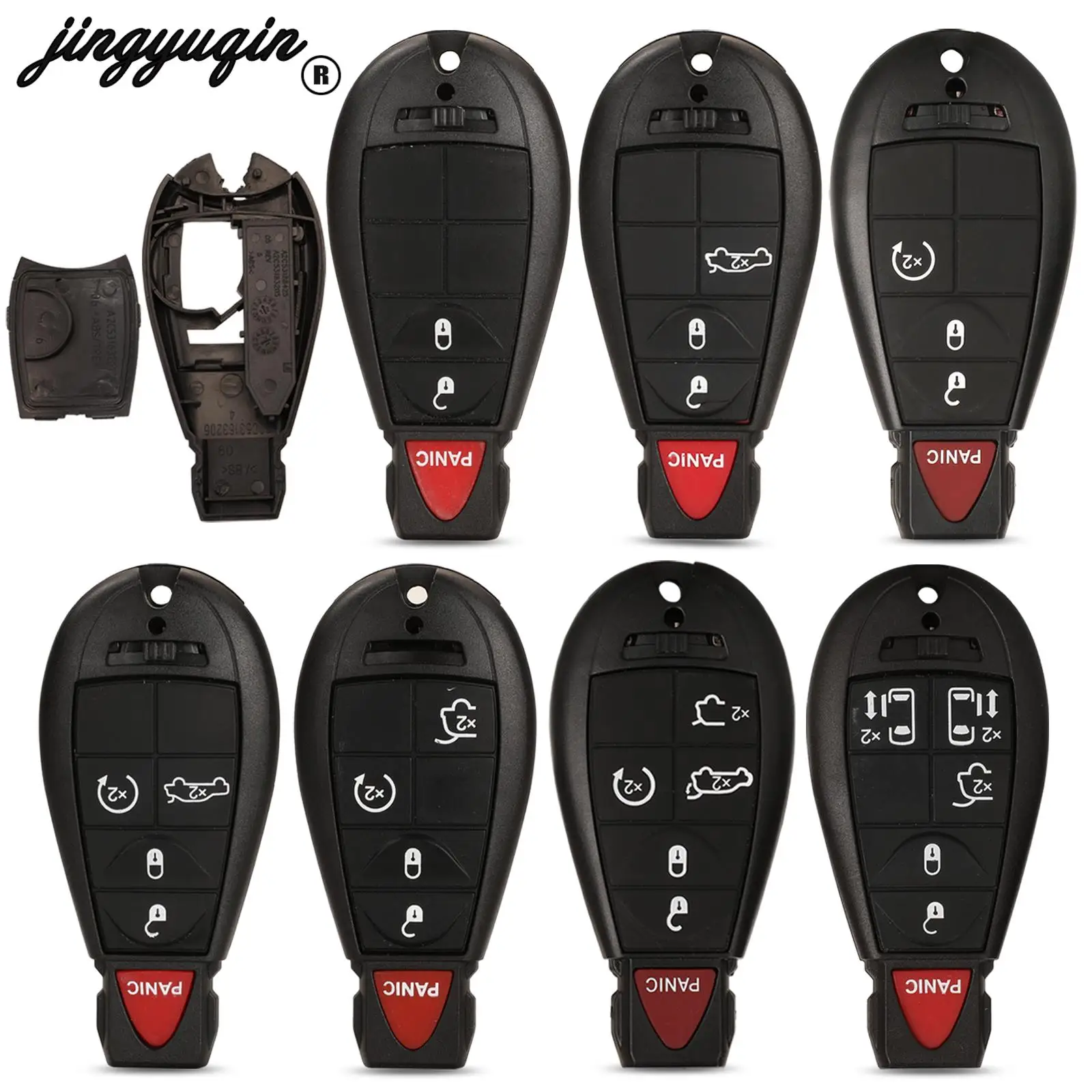 

jingyuqin For Jeep Grand Cherokee Chrysler 300 Town Country Dodge Challenger Charger Journey Remote Key Shell Case 3/4/5/6/7 BNT