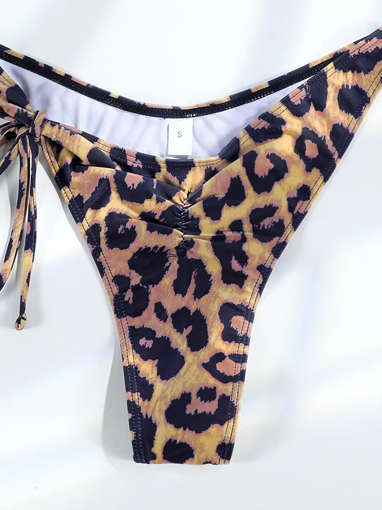 Seksowne bikini damski dwuczęściowy strój kąpielowy Leopard kostiumy kąpielowe Off ramię stroje kąpielowe mikro stringi Biquini bandażowe kostiumy kąpielowe kobieta