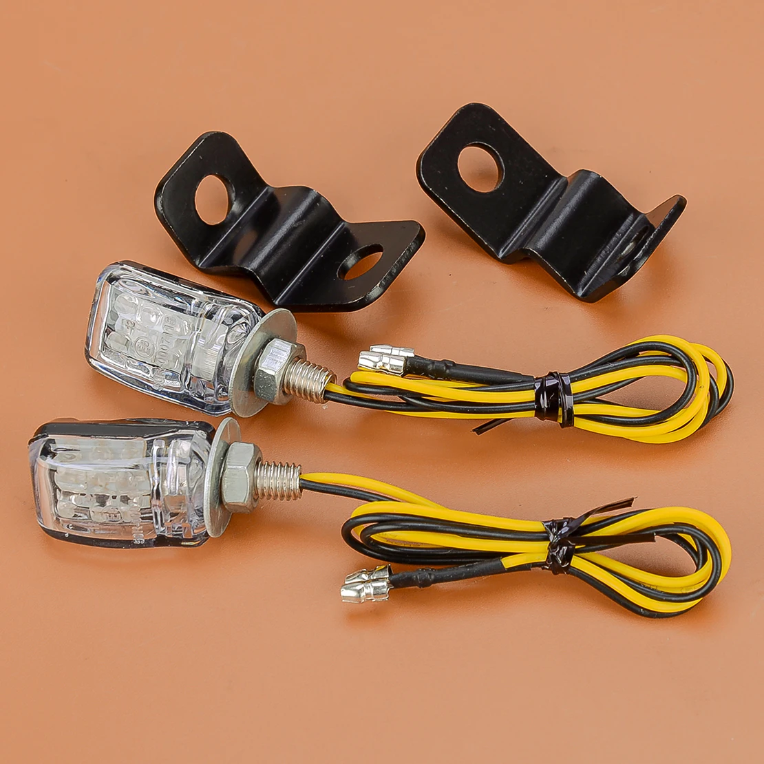 

1 Pair Motorcycle Mini LED Handlebar Turn Signal Lamp Indicator Blinker Amber Light with Mounting Bracket Holder 12V