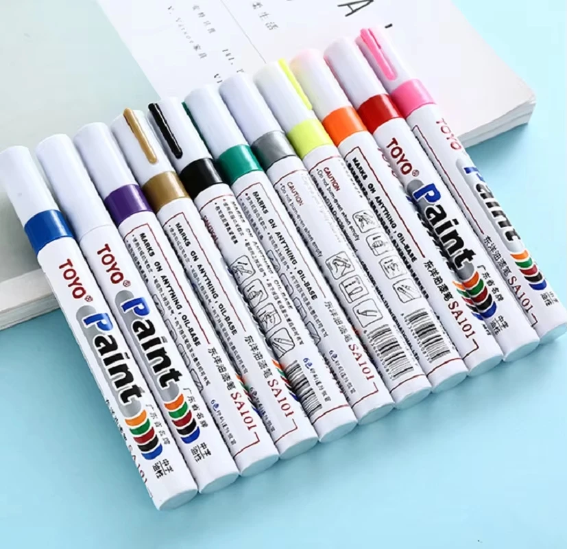 White Waterproof Auto Tire Paint Marker Pen Permanent Rubber Tyre Oily Mark Graffiti Touch up for Cars Wheels CD Metal view 6