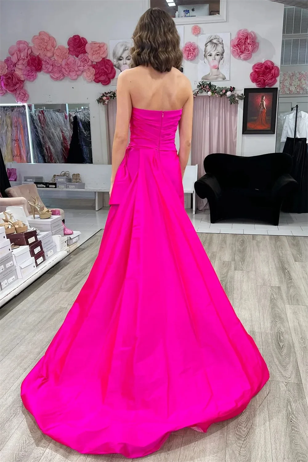 Jessica purple Prom Dresses Off-the-shoulder Taffeta Evening Dresses Sexy Side Slit Elegant Wedding Party Dress فساتين سهرات