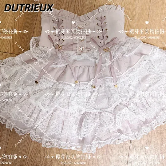 Japanese Spring Summer Popular High-waisted Short Skirt Mine Mass-produced Sweet Multi-layer Lace Ruffle Culottes Mini Skirts