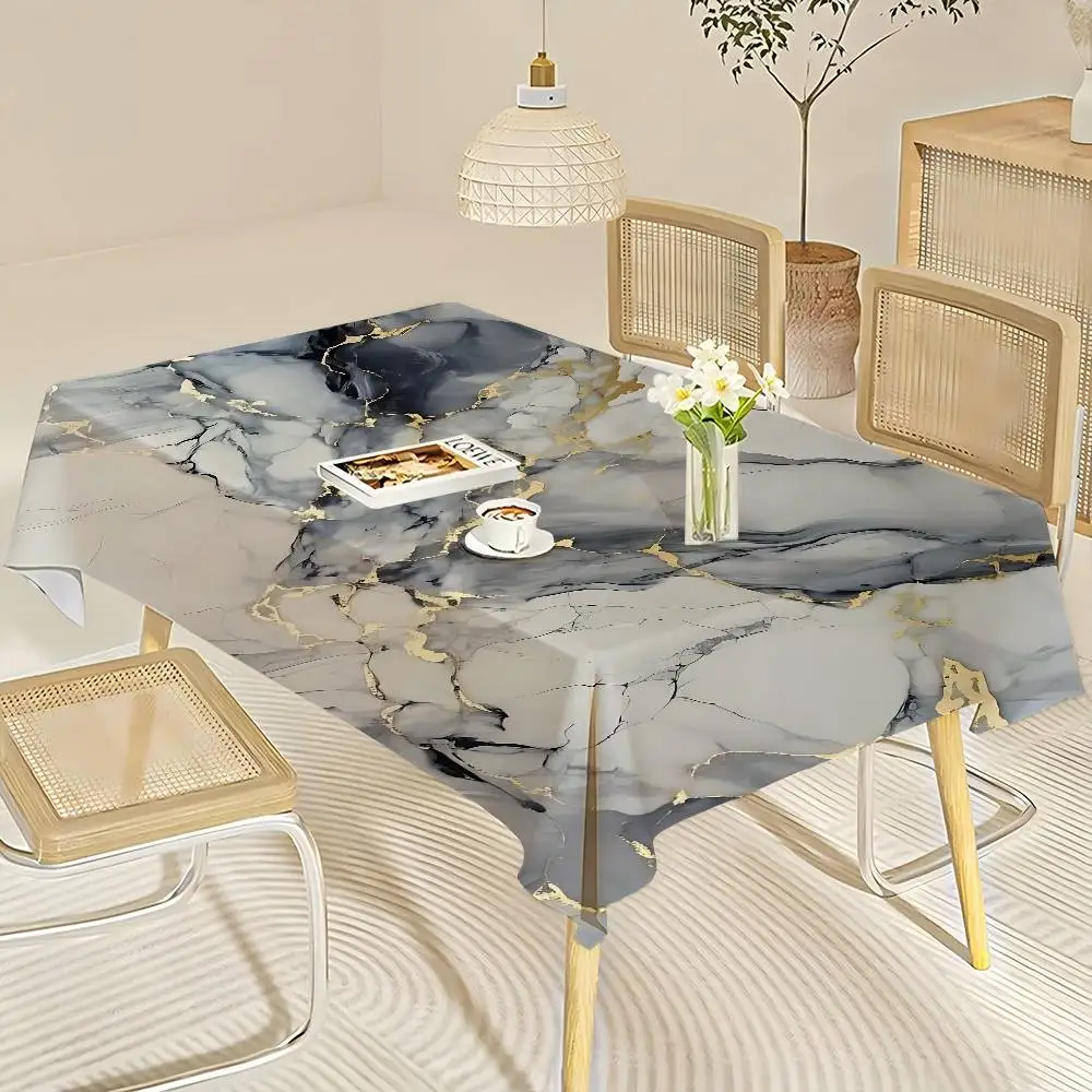 Colour Gold Marble Tablecloth Birthday Party Wedding Christmas Table Cover Wipe Desk Cloth Decor Covers Rectangle