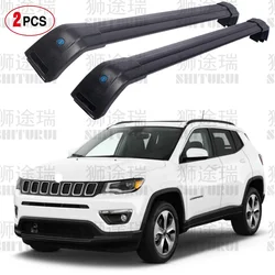 SHITURUI 2Pcs Roof Bars for JEEP COMPASS 2017-2023  Aluminum Alloy Side Bars Cross Rails Roof Rack Luggage