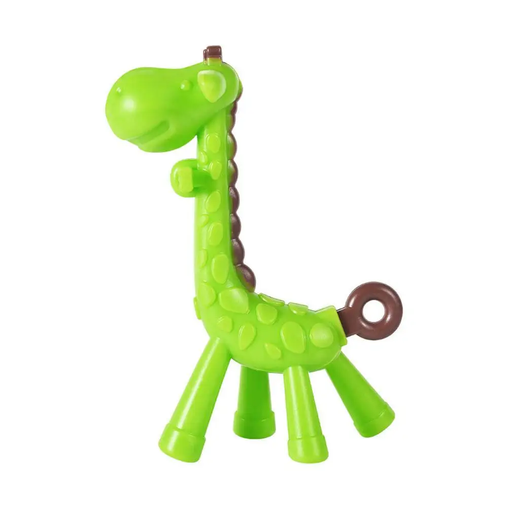 All-silicone Toy Deer Giraffe Teether Baby Anti-eating Three-dimensional Hand Stick Teething Multi-function Soft Boxed J2K1