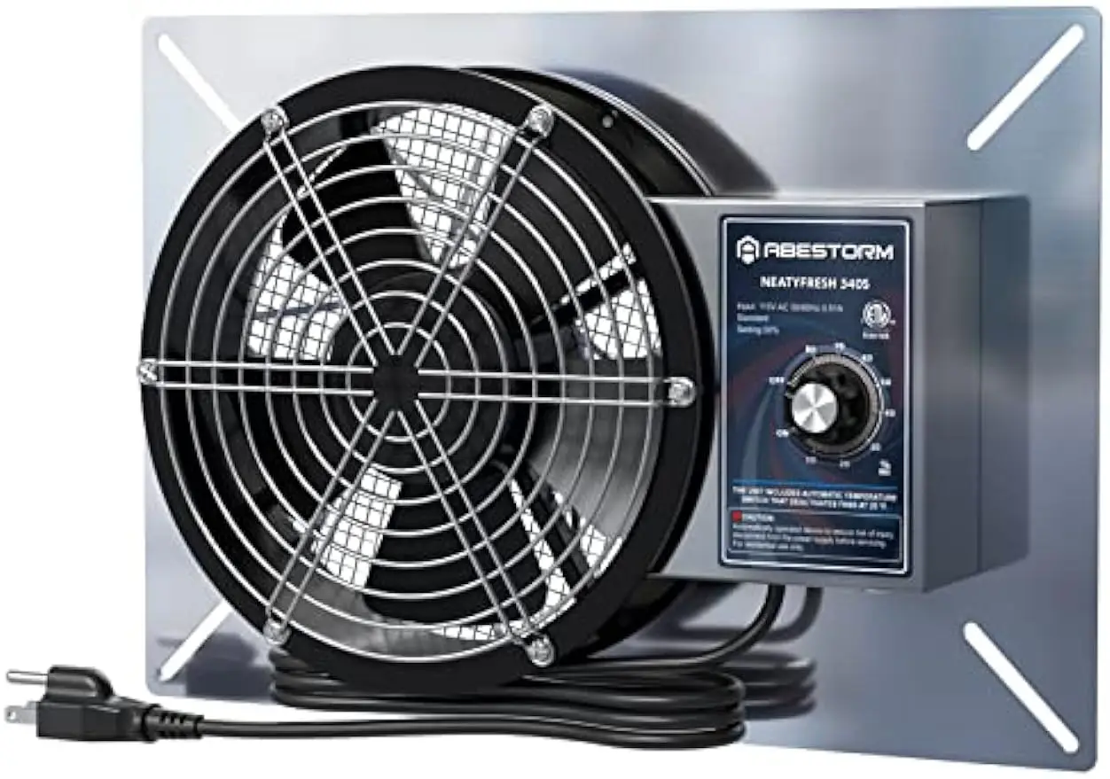 

540CFM Crawlspace Ventilation Fans IP-55 Grade Basements Vent Fan 8.7 inches Ventilator Fan with Freeze Protection