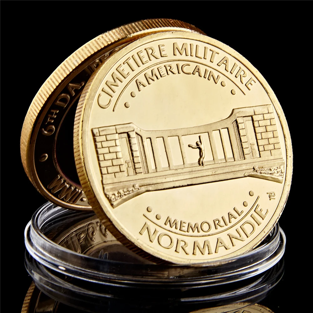 The Normandie War Cimetiere Gold Plated America Challenge Souvenir Coin Collection