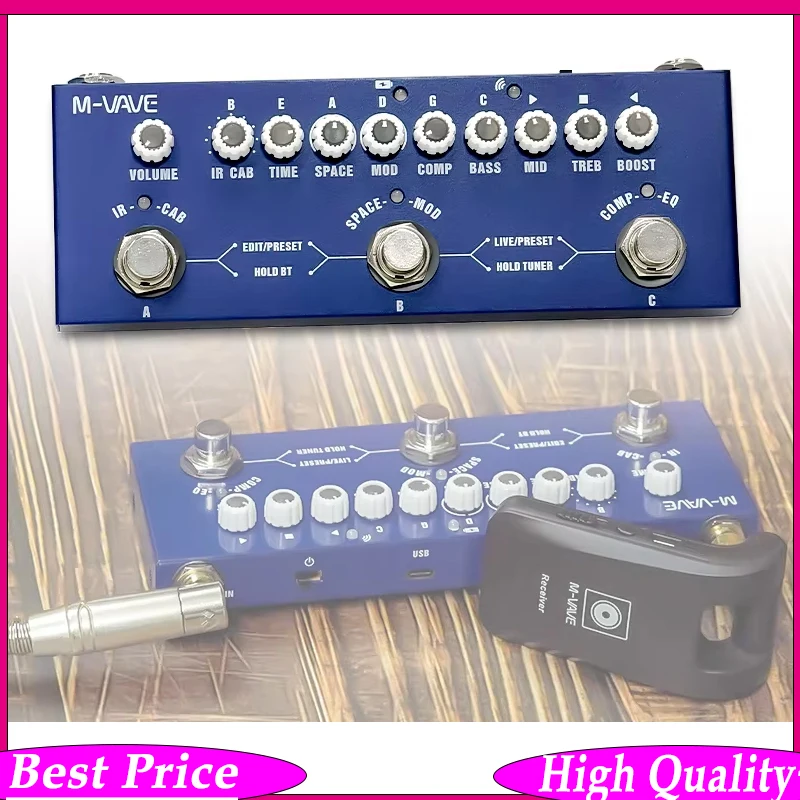 M-VAVE Cube Baby Bass Guitar Effects Pedal with 3 EQ 8 IR File Slots Multi-Effects Built-in Battery Bluetooth Support