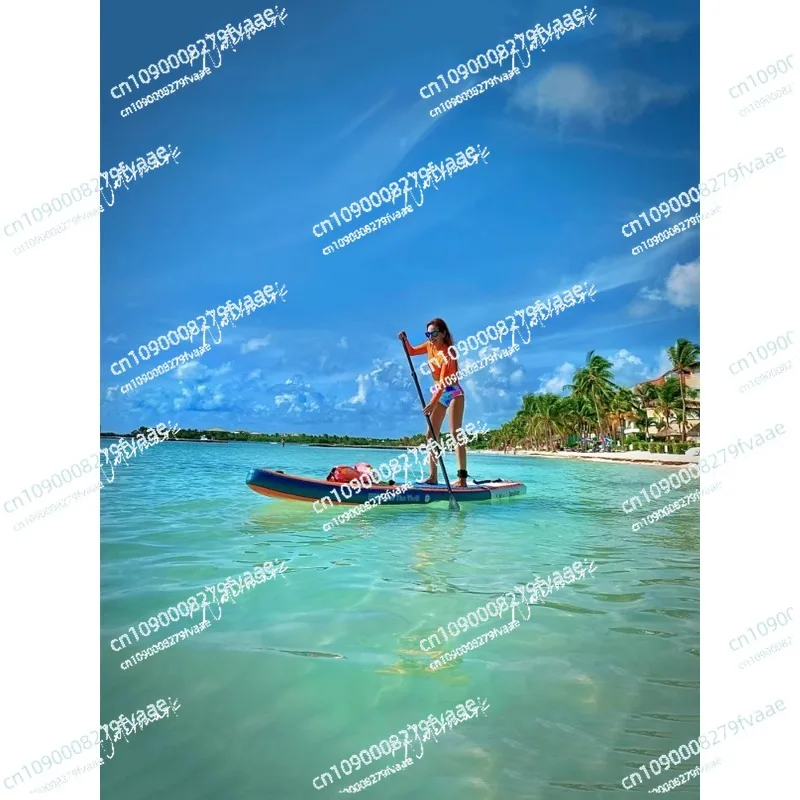 Stand Up Paddle Board with SUP Paddles, Fins, Valve Adapter. Non-Slip Deck, Wide Stance, Bottom Fin. Ultra-Light SUP for All Ski
