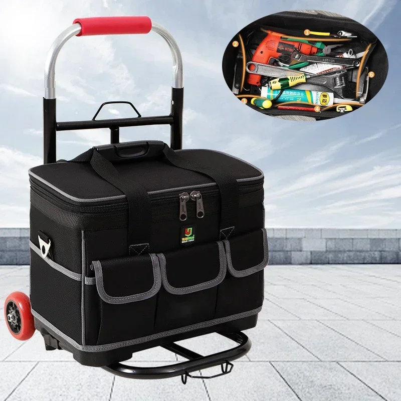 Oxford Cloth Tool Bag Wheeled Big Size Multifunctional Repair Tools Storage Accessories Electrician Special Hardware Organizer