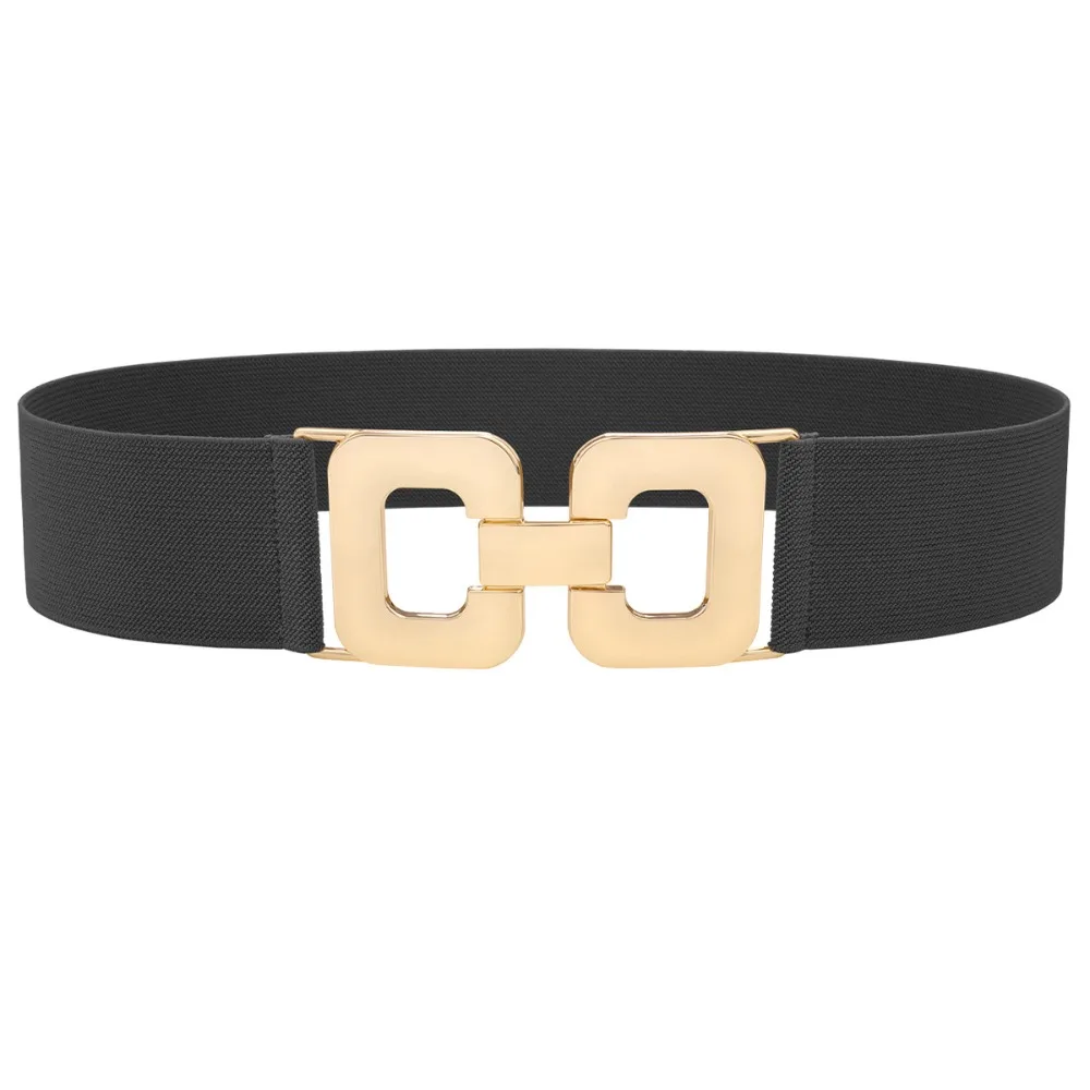 Ladies Fashion Wide Belt Square Pair Buckle Elastic Waist Seal Waist Girdle, JH015