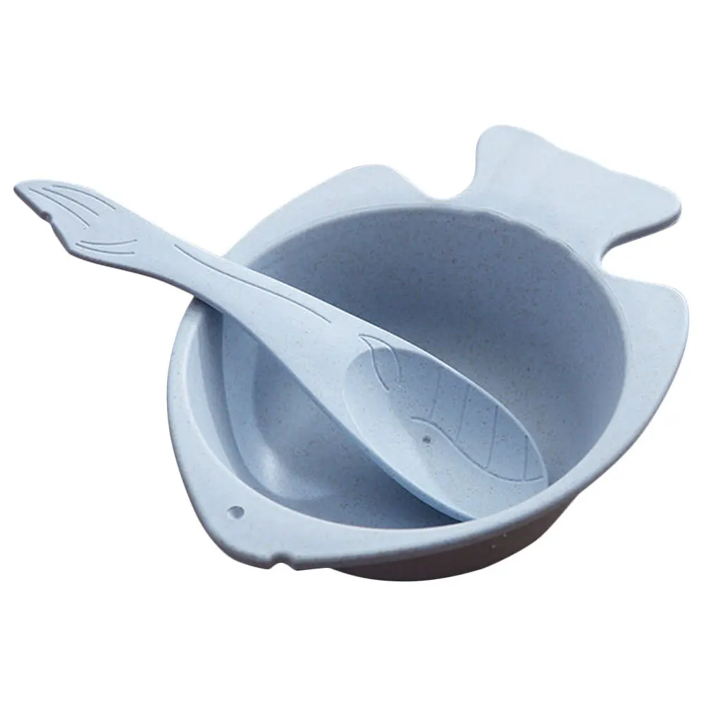 

1 комплект, небьющаяся миска в форме рыбы из пшеничной соломы с ложкой, утолщенное стабильное дно, штабелируемая сервировочная миска для дома и улицы