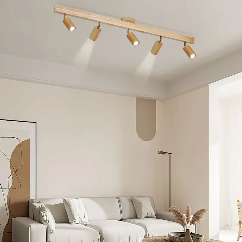 Lámpara de techo Led de madera moderna para pasillo, dormitorio, guardarropa, tienda de inodoro, pista de pasillo, accesorio de luz, candelabro largo con foco