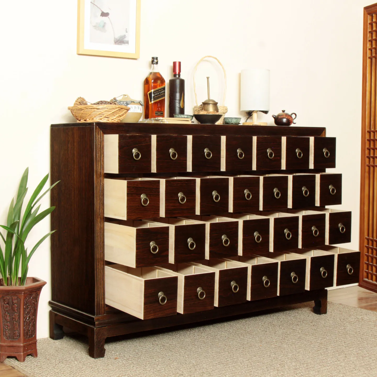 Factory Direct 2026 Solid wood traditional Chinese medicine cabinet Household family traditional Chinese medicine cabinet Entran