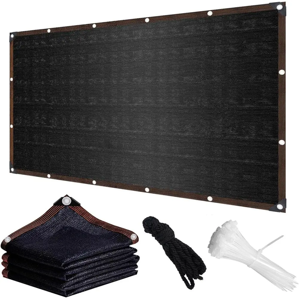 90% Shade Mesh Tarp, 15x15ft, with Grommets for Garden, Balcony, and Chicken Coop - Black Sunblock Fabric