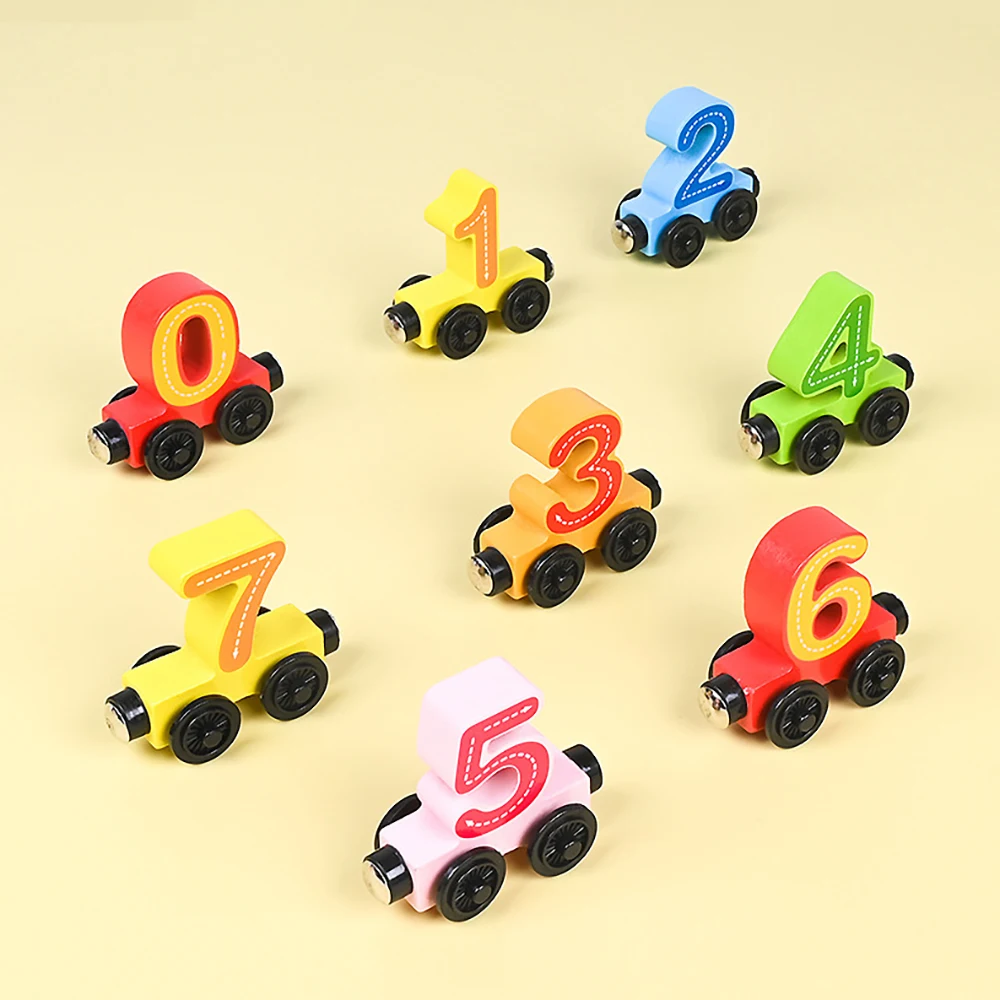 Montessori Educational Toy Train Set Wooden Magnetic Number Train Toys Early Cognition  Learning Teaching Sets For Toddlers