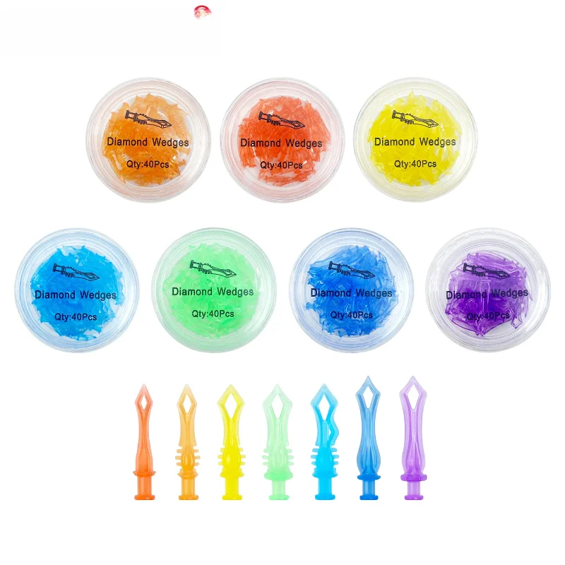 

40 шт./упак. Стоматологические алмазные клинья 7 размеров, одноразовые адаптивные межзубные клинья для композитной реставрации зубов