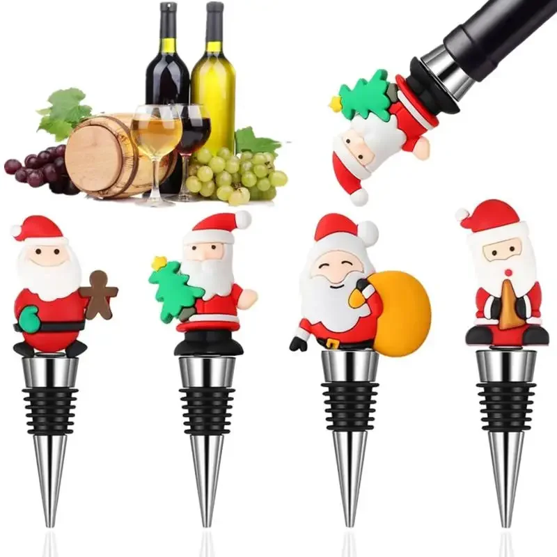 

Christmas Series Santa Claus Wine Bottle Stopper Party Gift Christmas Bar Decor Sealed Fresh-keeping Wine Champagne Stopper