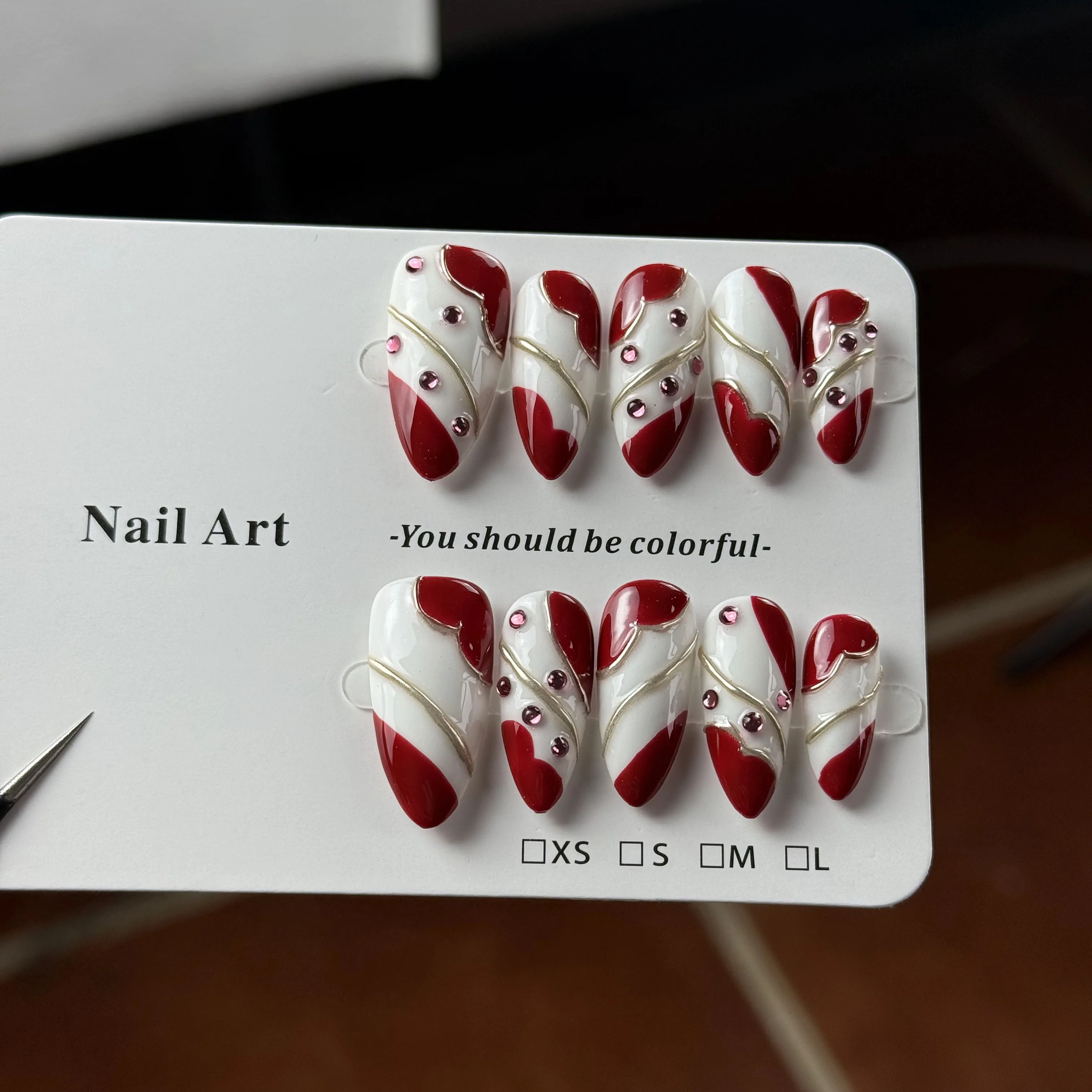 10pcs high-end New Year and Christmas edition, hand-drawn three-dimensional golden lines, red and white color contrast design