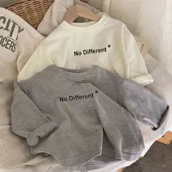 2025 New Children Pure Cotton Long Sleeved T-shirt Boy Spring Korean Version Versatile Top Baby Letter Printed Base Shirt