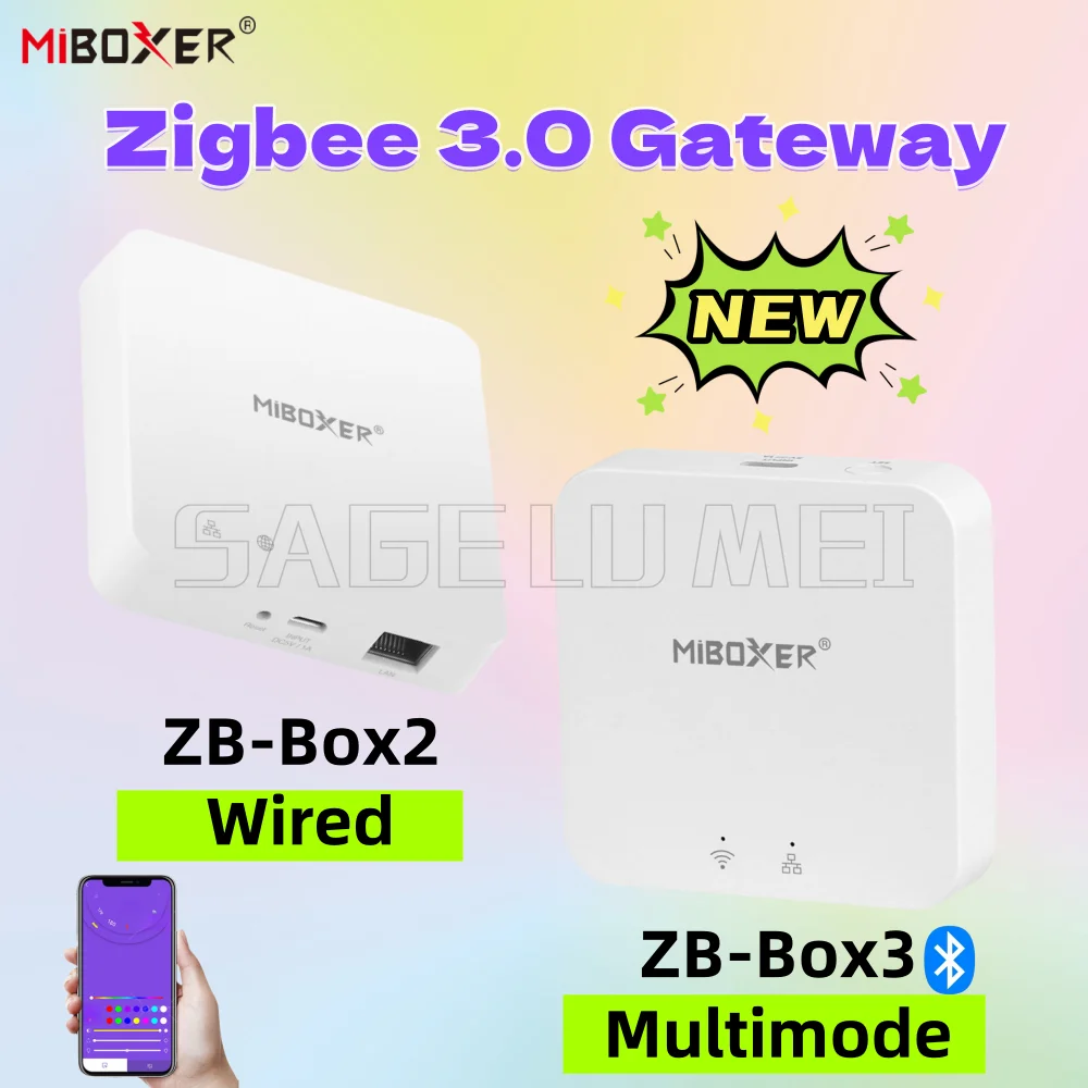 Miboxer Smart Zigbee 3.0 Gateway ZB-Box2 Wired ZB-Box3 Bluetooth Mesh Multimode  App/Voice Control Ultimate Home Automation Hub