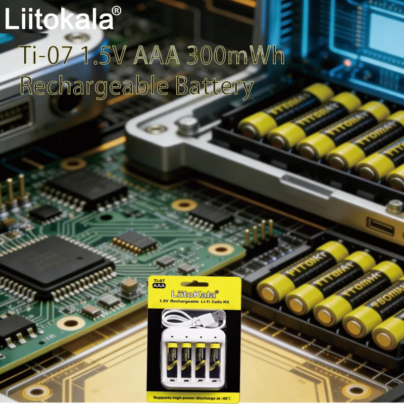 Batería Recargable LiitoKala Ti-07 1.5V AAA 300mWh con Cargador de 4 Ranuras para Juguetes, Consolas de Juegos, Ratones, Controles Remotos y Timbres