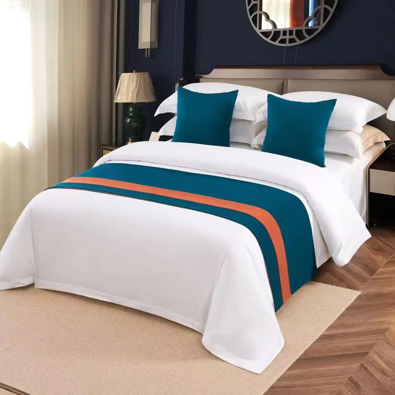 

New Cotton Linen Jacquard Bed Runner Solid Color Hotel Bedding Chinese Style Bed Flag Long Strip Towel Beds Cover Pillowcase