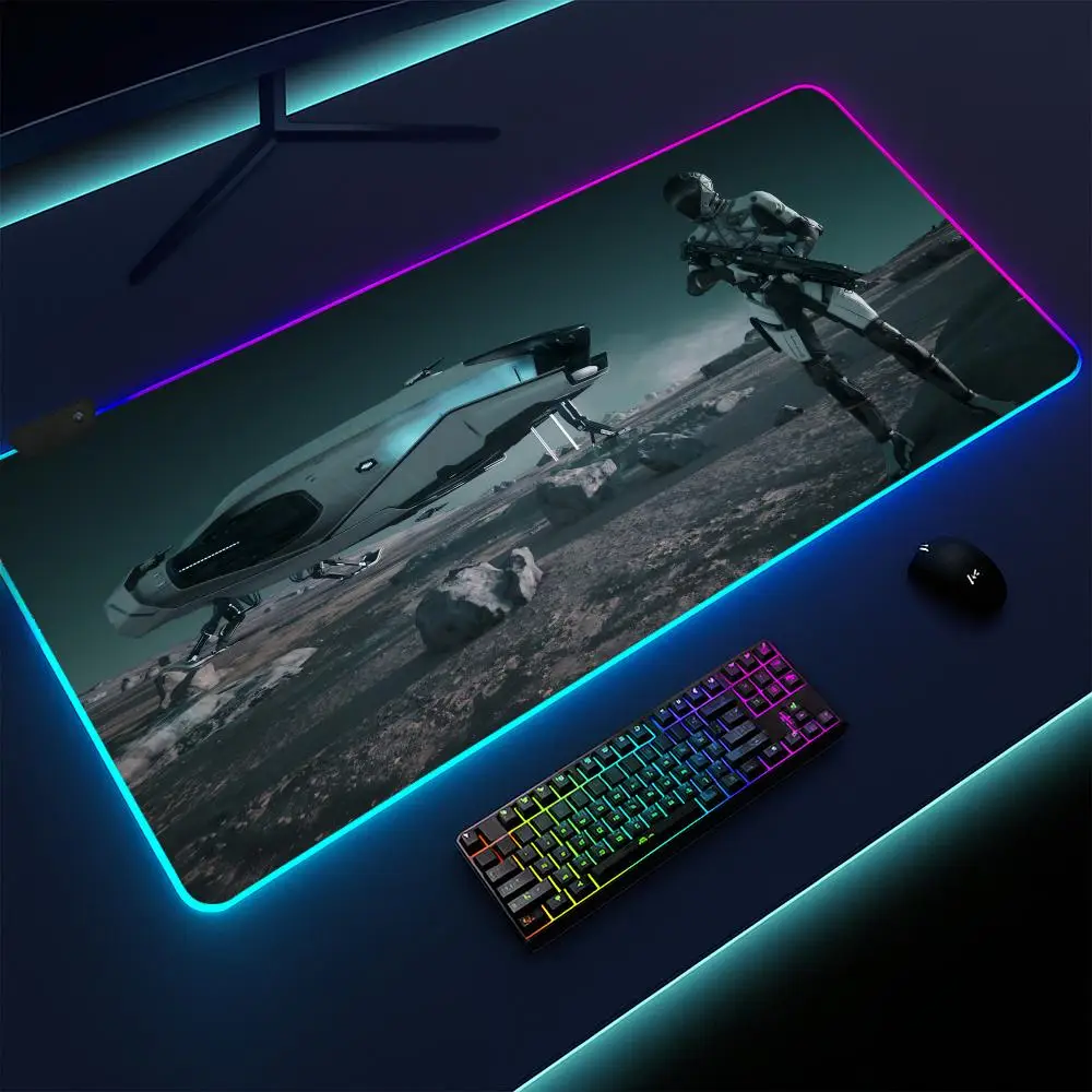 

Star Citizen Mouse Pad Gaming mat, LED lighted, non-slip base, waterproof, large deskpad, soft surface