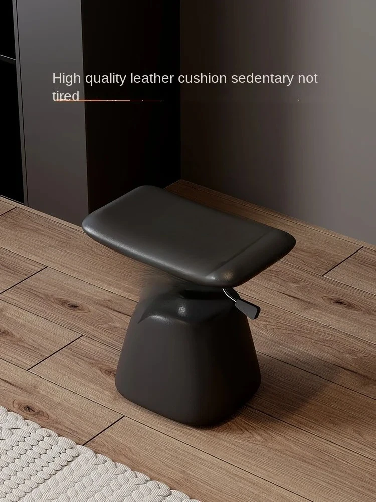 Italian light luxury bedroom liftable makeup stool dressing stool 50cm high black premium feeling with wheels rotatable stool
