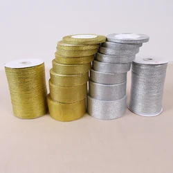 Handmade Gold and Silver Onion Ribbon 25 Yards/roll Metallic Luster Wedding Christmas Decoration DIY Webbing Card Gift Wrapping