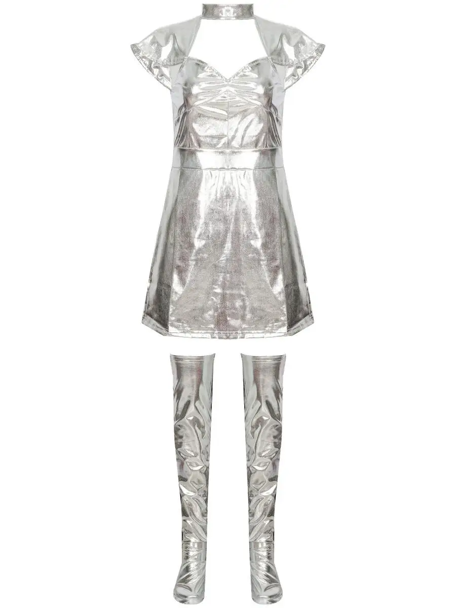 MXL Costume spatial Costume de Cosplay argent étain homme orm Performance scène tenue loween adolescente Costume Polyester matériel