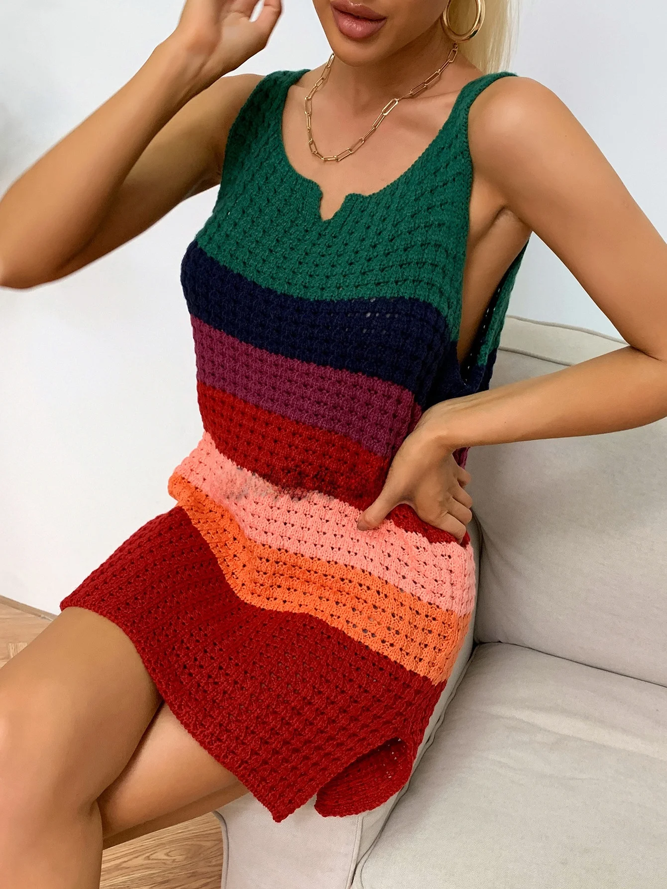 

Rainbow Splice Oversize Loose Vest Top Faionable Versatile Large Size Svel Tank Top for Men Autumn Season China Origin