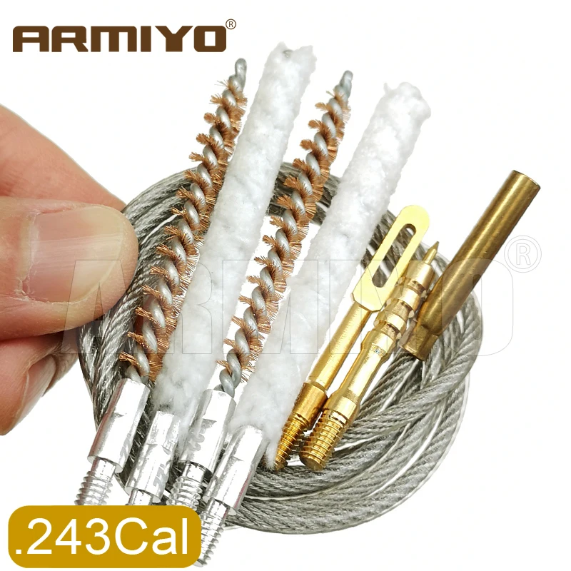 Armiyo Taktisches 7-teiliges Set.17Cal ~.30Cal Bürstenreinigungsstäbchen Patch-Halter Pin Kohlenstoff Langlebiges Kabelseil Jagdzubehör – Detail 5