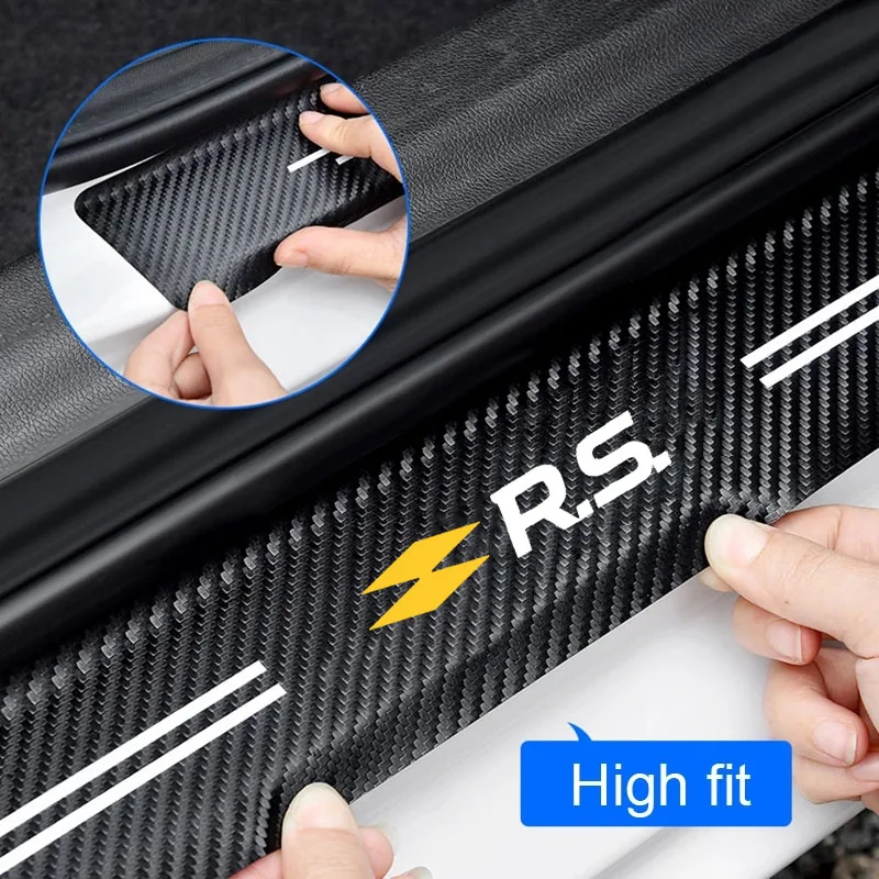 Carbon Fiber Car Sticker Car Door Trunk Protective Strip Decal For Renault RS Clio Scenic Logan Megane Koleos Sandero Safrane 4